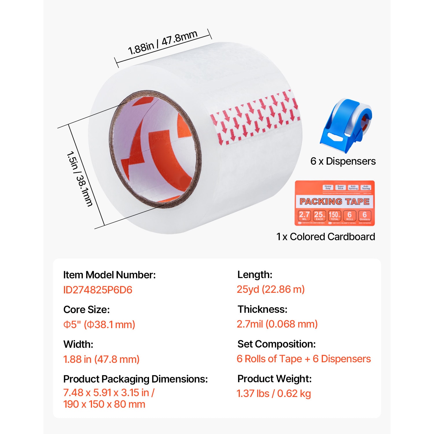 Clear Packing Tape With Dispenser Heavy Duty Shipping Parcel Tape_voghion.com